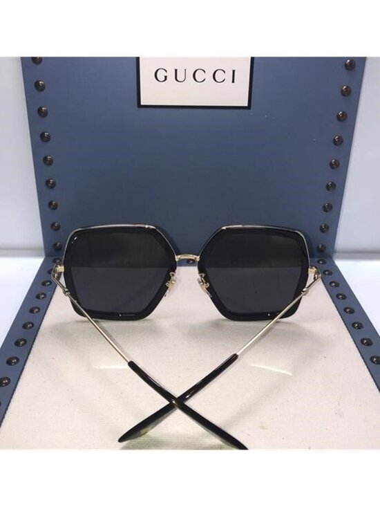 New Authentic - Black Gold / Grey Gg0106s - 001 Square Sunglasses main image 8